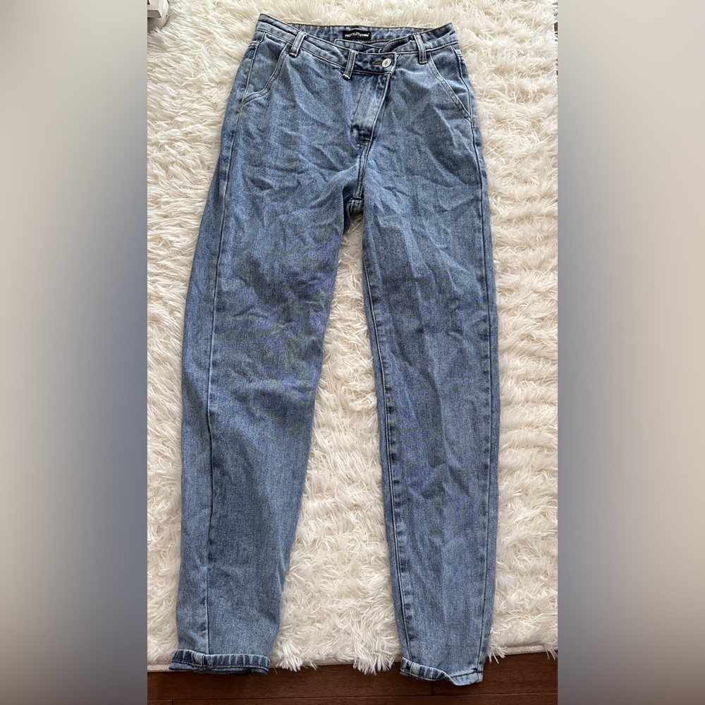 Pretty little thing criss cross button jeans